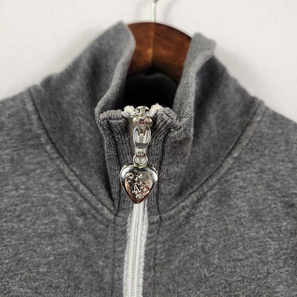 Twisted Heart Womens SZ M Y2K Zip Up Sweatshirt Jacket Bling Crown Baddie Gray - Picture 11 of 16